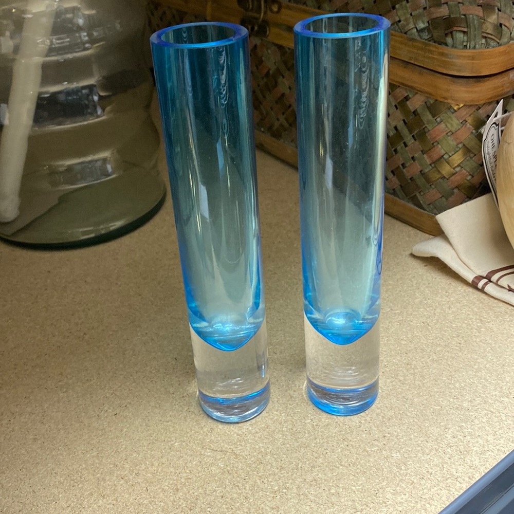 Beautiful Blue Bud Vases (2)